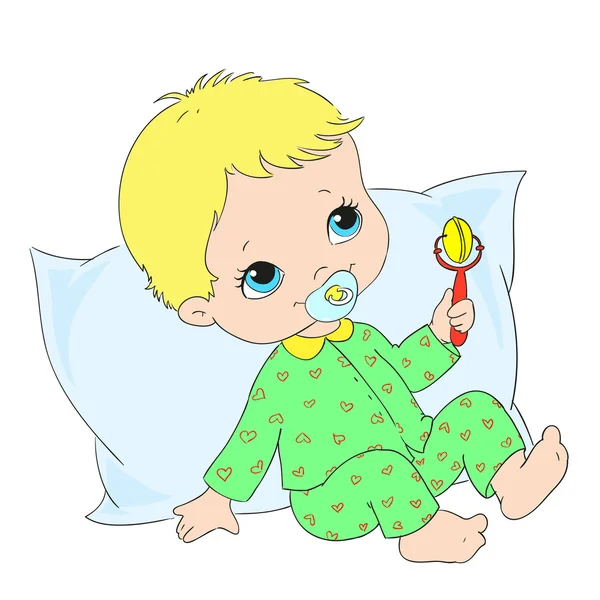 Söt baby karaktär. Småbarn i sovplagg. Vektor — Stock vektor