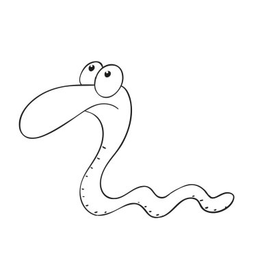 Üzgün çizgi film karakteri solucan boyama kitabı. İzole vektör