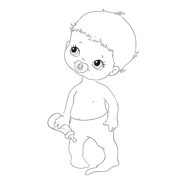 Bonito personagem de bebé. Vetor para colorir livro . — Vetor de Stock