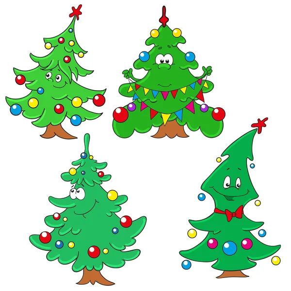 Collection of Christmas firs. Characters Christmas tree. — Stock Vector