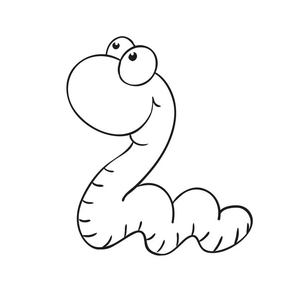 Cute cartoon character worm coloring book. Vector isolated — Stock Vector