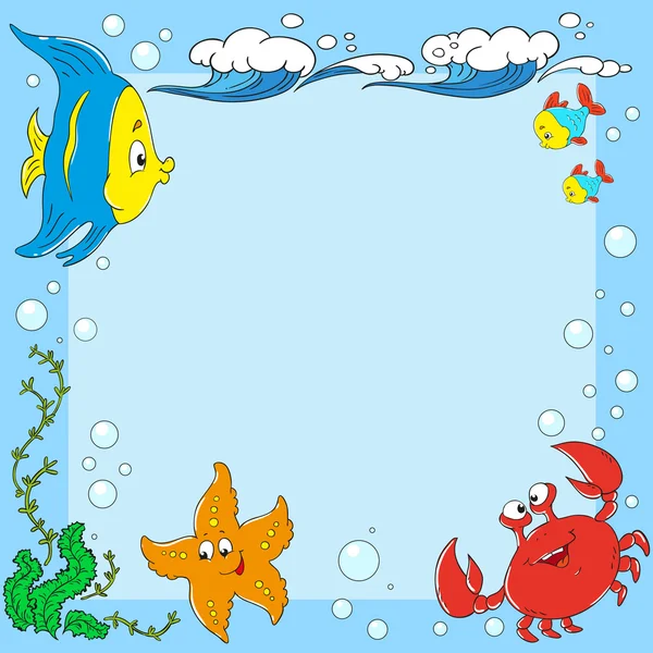 Kart deniz yaşamı. Metin için yer. Vektör