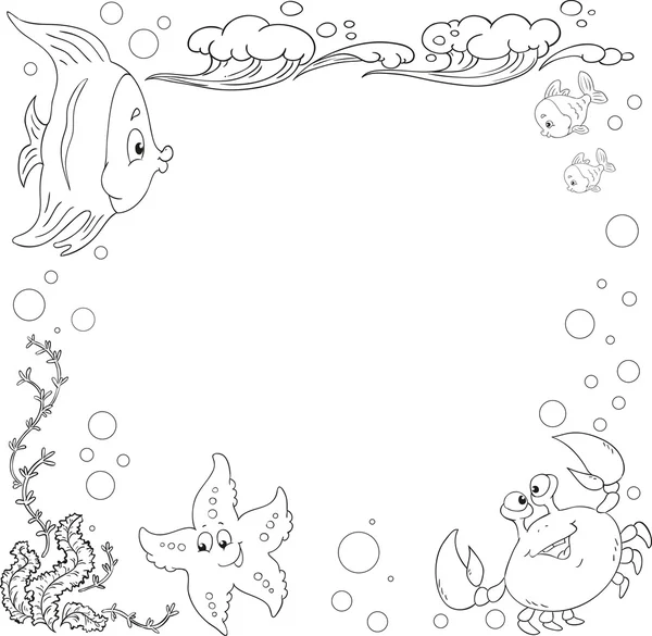 Deniz yaşamı boyama kitabı. Metin için yer.