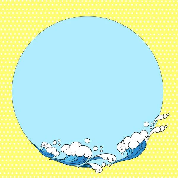 Postcard waves of the sea. A circle. Space for text. Vector — Stock Vector