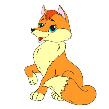 Şirin fox karakteri. Karikatür fox vektör