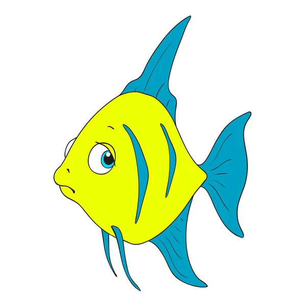 Caractère poisson triste. Poisson vecteur dessin animé — Image vectorielle