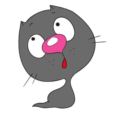 Sevimli çizgi karakter sürpriz yavru kedi.