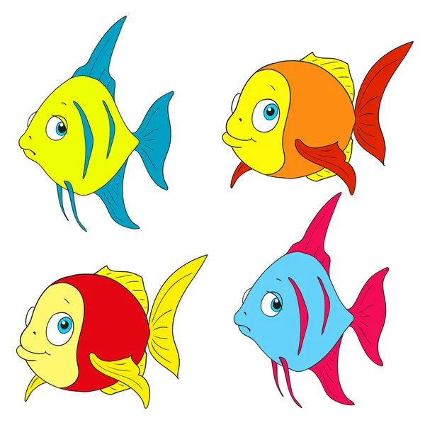 Un ensemble de poissons colorés. Vecteur isolé — Image vectorielle