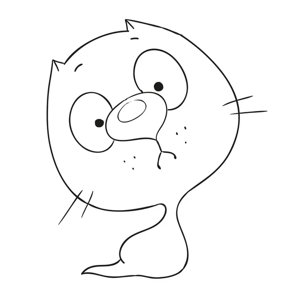 Lindo gatito personaje de dibujos animados para colorear libro . — Vector de stock