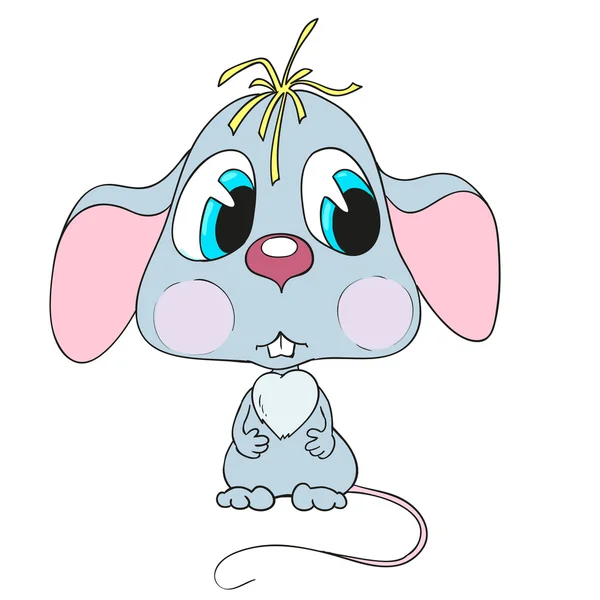 Lindo ratón personaje de dibujos animados. Triste ratoncito . — Vector de stock