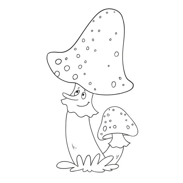 Cheerful mushroom. Vector character coloring book — Stock Vector