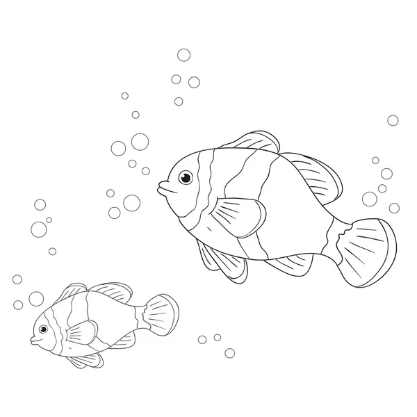 Caractères vectoriels des poissons marins. contour de poisson pour livre à colorier . — Image vectorielle