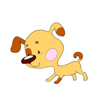 Neşeli karikatür köpek. Beyaz arka plan üzerinde izole karakter köpek yavrusu