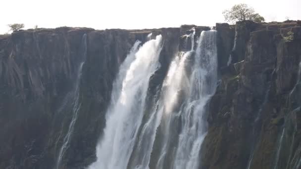 Vista de las cataratas Victoria desde Zambia — Vídeos de Stock