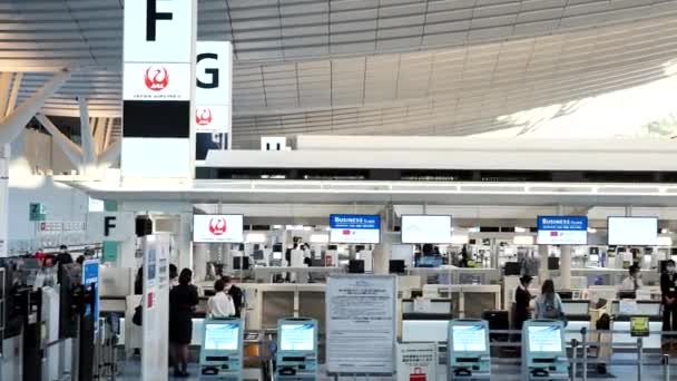 Tokyo Japonya Ekim 2020 Haneda Havaalanı Terminali Kontrol Gişeleri — Stok video