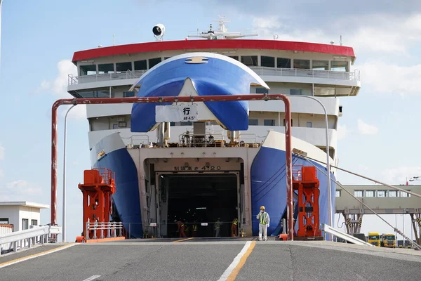 Niigata Japão Outubro 2020 Vista Traseira Ferryboat Que Conecta Porto — Fotografia de Stock