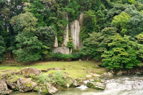 Nara Japonia Octombrie 2020 Maitreya Cliff Sculptate Buddha Lungul Râului — Fotografie, imagine de stoc