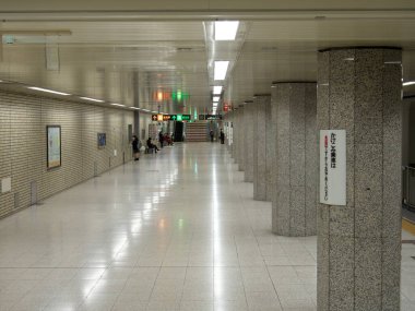 Hokkaido, Japonya-10 Kasım 2020: Sapporo Metro İstasyonu Platformu