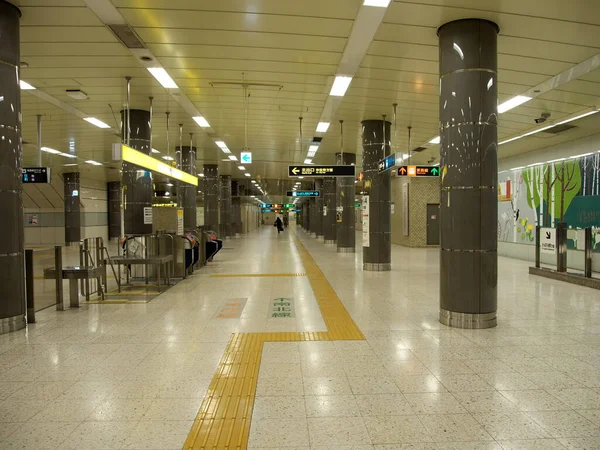 Hokkaido Japão Novembro 2020 Plataforma Metrô Sapporo Estação Odori — Fotografia de Stock