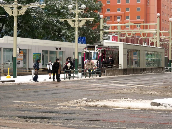 Hokkaido Japón Noviembre 2020 Tranvía Estación Susukino Ciudad Sapporo Por — Foto de Stock