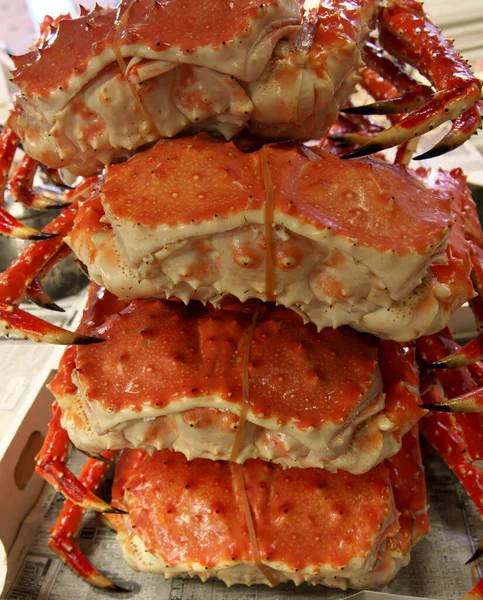 Hokkaido Japan November 2020 Big Boiled Red King Crabs Sold — Stock Photo, Image