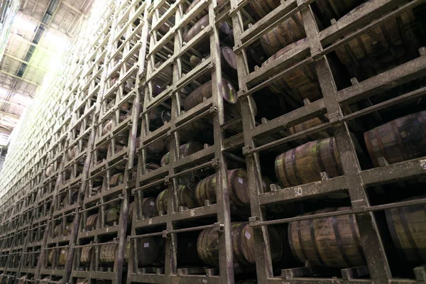 Shizuoka Japan Ocotber 2018 Neatly Rapped Whisky Barrels Casks Giant — 스톡 사진