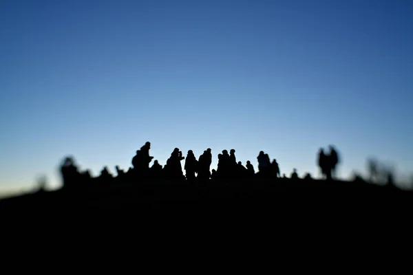 Tokyo Japon Janvier 2021 Silhouette Personnes Sur Une Colline — Photo