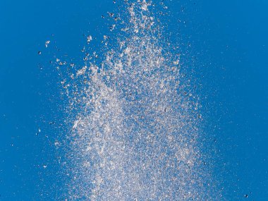 Tokyo, Japonya-2 Ocak 2021: Mavi gökyüzüne su sıçraması