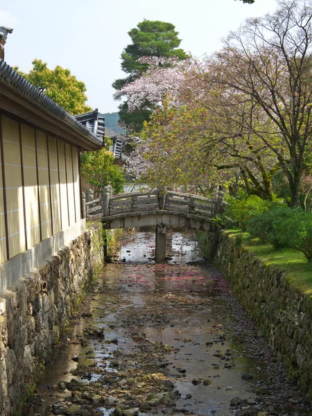 Kioto Japonia Marca 2021 Kamienny Most Nad Rzeką Arisugawą Kioto — Zdjęcie stockowe