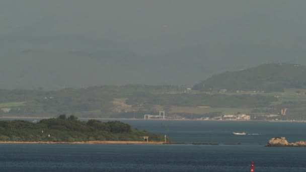 Okinawa Japão Maio 2021 Barco Alta Velocidade Que Chega Porto — Vídeo de Stock