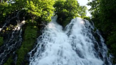 Hokkaido, Japonya - 24 Haziran 2021: Yazın Shiretoko Ulusal Parkı 'nda Oshinkoshin Şelalesi