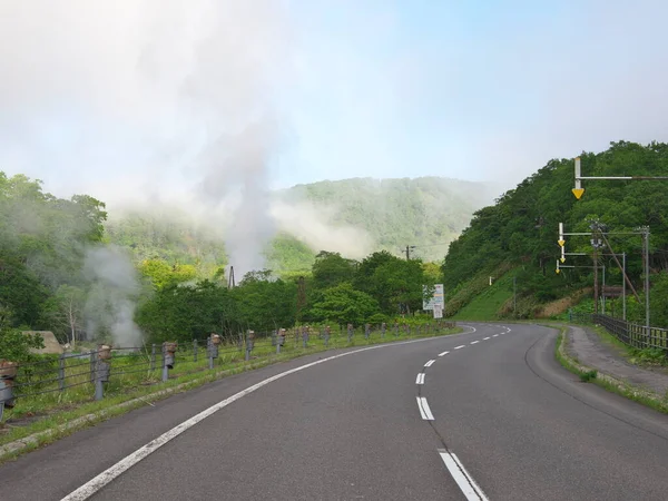 Hokkaido Japán 2021 Június Steam Kumanoyu Szabadtéri Melegvizes Fürdőből Shiretoko — Stock Fotó