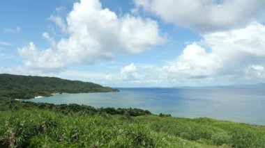Okinawa, Japonya - 12 Temmuz 2021 Uganzaki veya Oganzaki yakınlarındaki Okinawa, Japonya