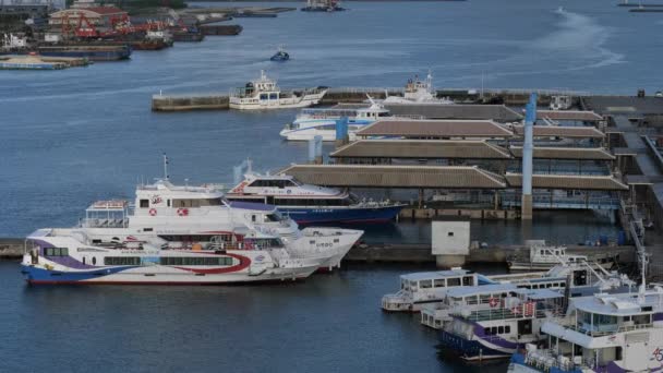 Okinawa Japan July 2021 Boarding Ships Ishigaki Ferry Terminal Morning — Stock Video