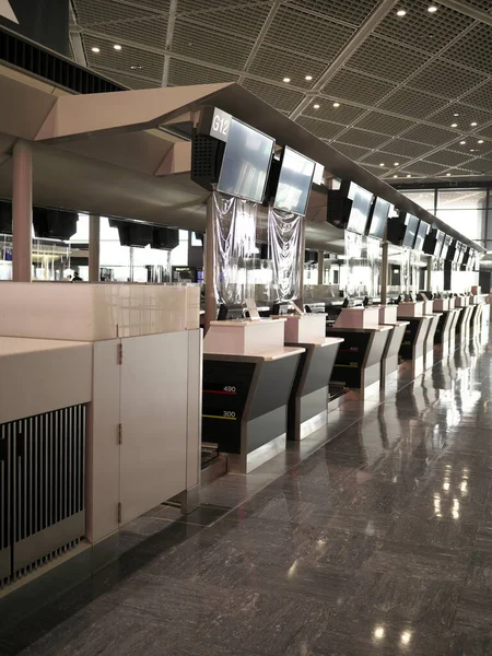 Chiba Japón Julio 2021 Mostrador Facturación Terminal Del Aeropuerto Internacional — Foto de Stock