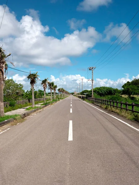 Οκινάουα Ιαπωνία Ιουλίου 2021 Κεντρικός Δρόμος Στο Νησί Κουροσίμα Ένας — Φωτογραφία Αρχείου