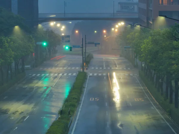 Tokyo Japonya Ağustos 2021 Tama Tokyo Şiddetli Yağmur Altında Sokak — Stok fotoğraf