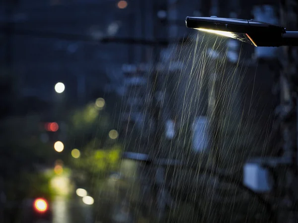 Tokyo Japonia Septembrie 2021 Închiderea Luminilor Stradale Ploaie Noaptea — Fotografie, imagine de stoc