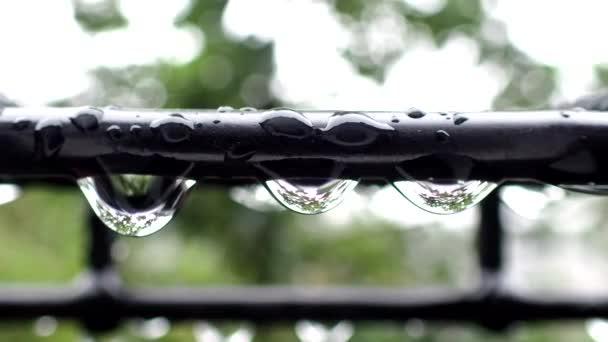 Tokyo Japan September 2021 Closeup Waterdrops Rail — Stock Video