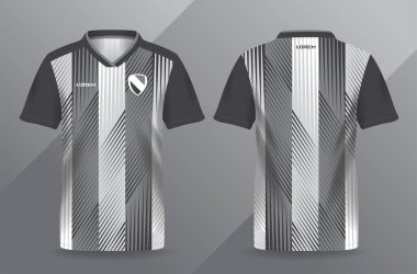 Futbol ve futbol tişörtü şablonu için soyut gri ve beyaz spor forması
