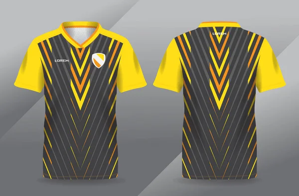 Futbol ve futbol tişörtü şablonu için soyut turuncu sarı ve siyah spor forması