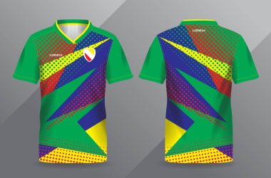 Futbol ve futbol tişörtü şablonu için soyut renkli spor forması