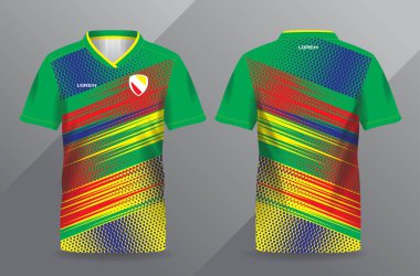 Futbol ve futbol tişörtü şablonu için soyut renkli spor forması