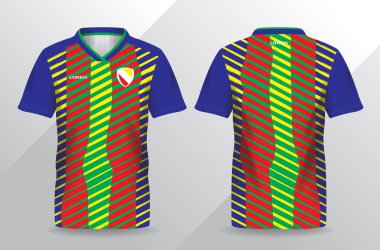Futbol ve futbol tişörtü şablonu için soyut renkli spor forması