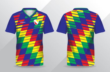 Futbol ve futbol tişörtü şablonu için soyut renkli spor forması