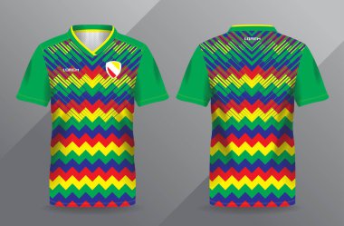 Futbol ve futbol tişörtü şablonu için soyut renkli spor forması