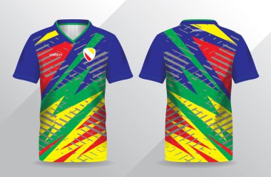 Futbol ve futbol tişörtü şablonu için soyut renkli spor forması