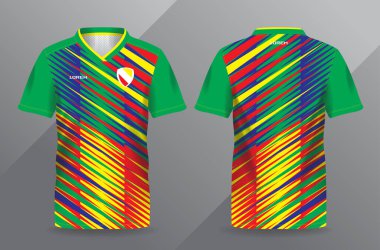 Futbol ve futbol tişörtü şablonu için soyut renkli spor forması