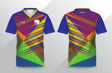 Futbol ve futbol tişörtü şablonu için soyut renkli spor forması
