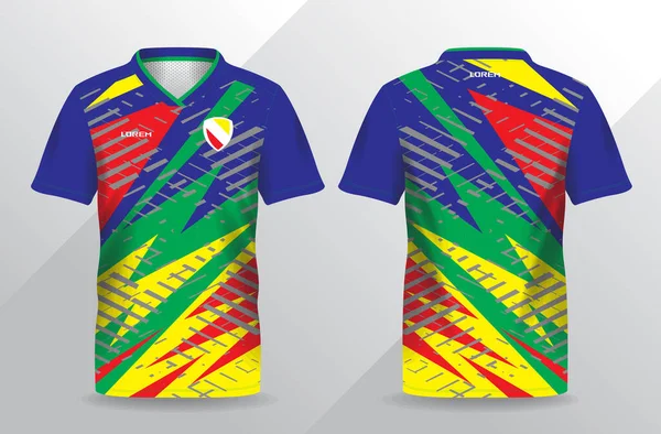 Futbol ve futbol tişörtü şablonu için soyut renkli spor forması